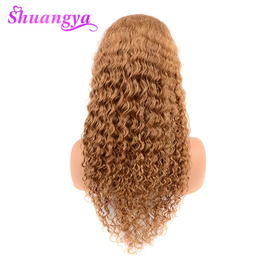 Глубокая волна фронта шнурка человеческих волос парики с детскими волосами 150% плотность бразильские человеческие волосы для черных женщин цвет#27 парик remy волос