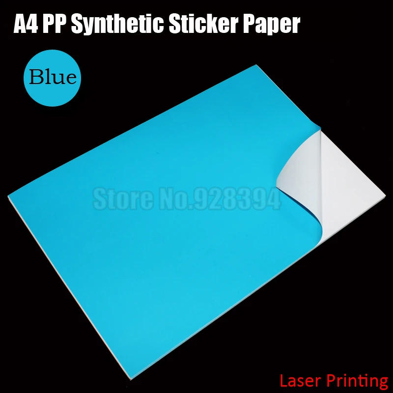 

30sheets Blue A4 PP Synthetic Paper Adhesive Sticker Paper Printing Paper Glossy Sheet Fit Laser Printer