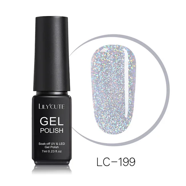 LILYCUTE 7ml Nude Glitter Gel Nail Polish Shimmer Pink Purple Soak Off UV LED Gel Polish Varnish Nail Art Lacquer - Цвет: LC-199