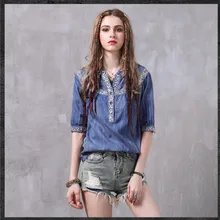 2017 Summer Women Blouse shirt Elegant High quality Embroidery Short Sleeves Cotton Blusa Top