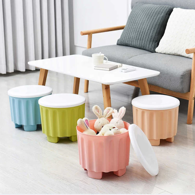 

Boxi Creative Toys Storage Box Plastic Organizer Stools For Living Room Tea Table Multi-purpose Stool With Lid Storage Function