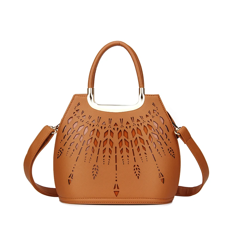 

LOVEVOOK Brand simple women small handbag hollow out design saffiano tote bag high quality ladies shoulder messenger bags black