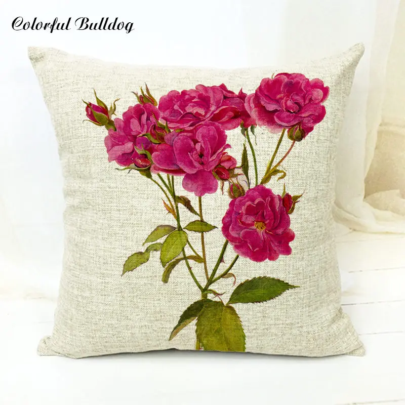 Details about   New Rose Painting Flowers Cotton Linen Pillow Case Tulips Sofa Cushion Covers S 