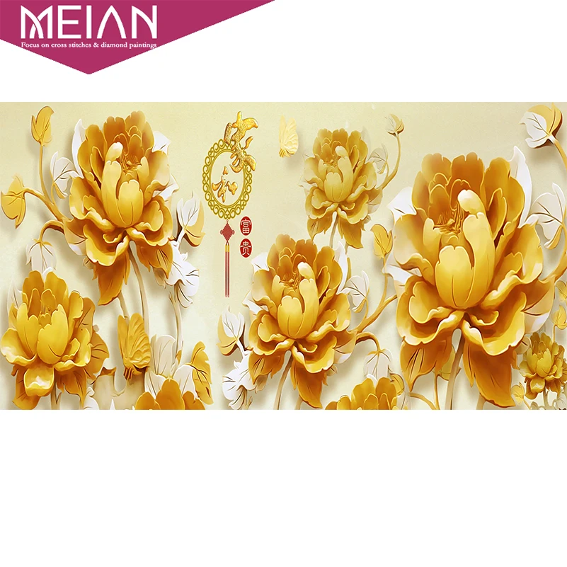 

Meian Diamond Painting,3D, "Peony flower", flower, Diamond Embroidery,5D,DIY,Cross Stitch,Diamond Mosaic,Needlework,Full set