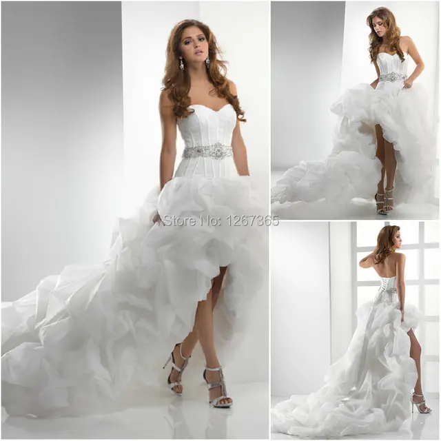 Catherine Sweetheart High Low Wedding Dresses With Chapel Train Catherine Sweetheart High Low Wedding Dresses With Chapel Train Ruffles Hi Lo Short Bridal Gowns