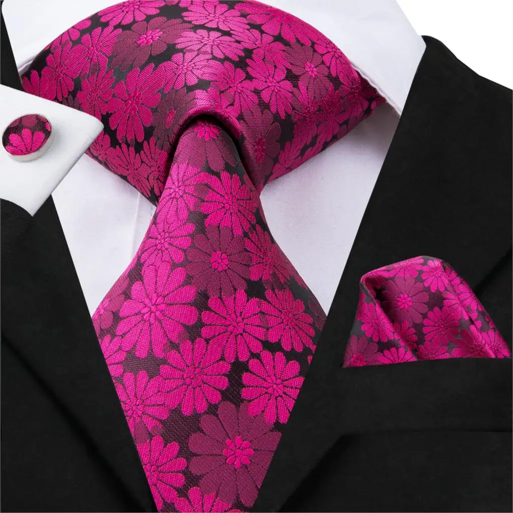 

Autumn Arrival Men Ties Luxury Red Floral Pattern Silk Jacquard Woven Necktie Pocket Square Cufflinks Set Free Shipping C-3002