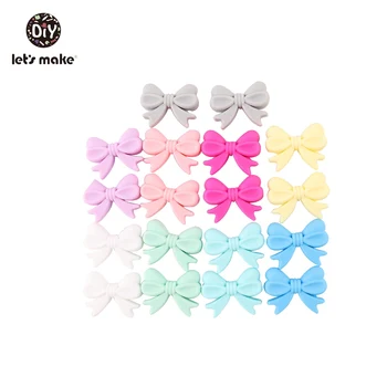 

Let's make 20pcs Bow Teething Silicone Beads DIY Accessories New Bowknot Beads Baby Jewellery BPA Free Baby Teethers 20*28mm