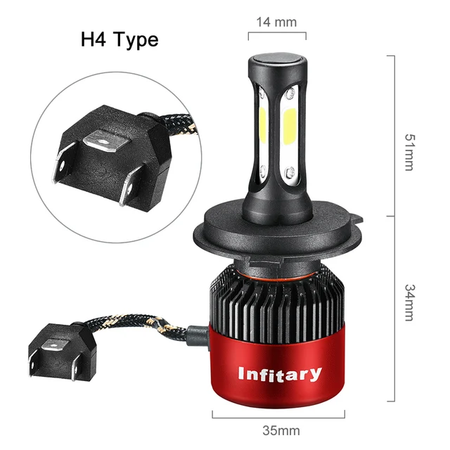 Infitary Car Headllight H7 LED H4 LED Bulb H1 H8 H11 HB3 9005 HB4 9004 9007 72W 8000LM 6500K Fog Light 12V Auto Headlamp Lamps