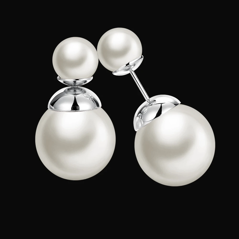 Женские серьги гвоздики с жемчугом под розовое золото и серебро|pearl stud earrings|fashion