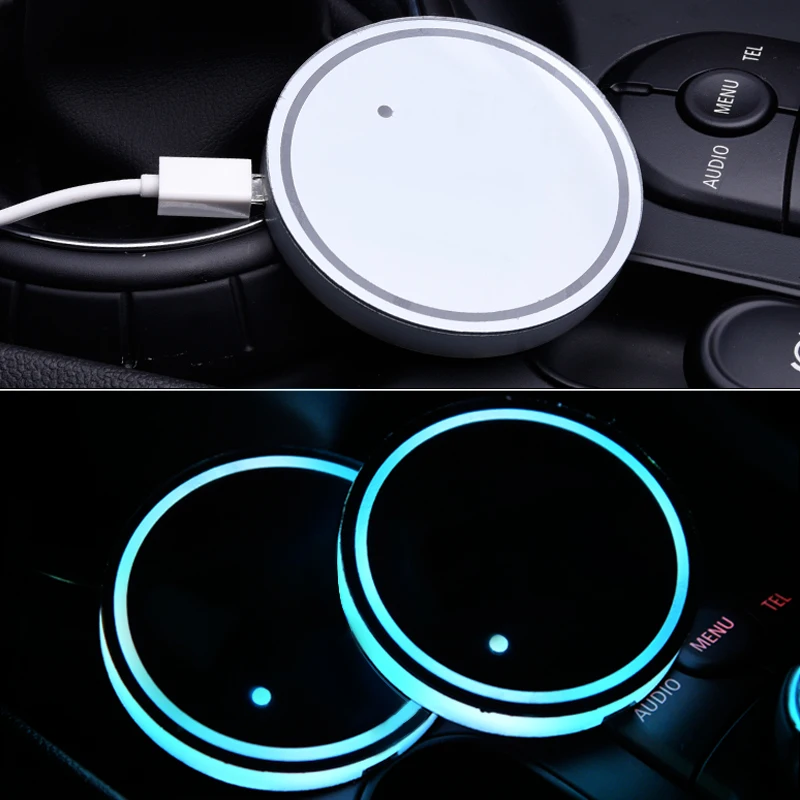 

Car Led Shiny Water Cup Pad For Mitsubishi Asx Lancer 10 9 Outlander 2013 2014 Sport L200 Pajero accessories Cover Trim Lamp