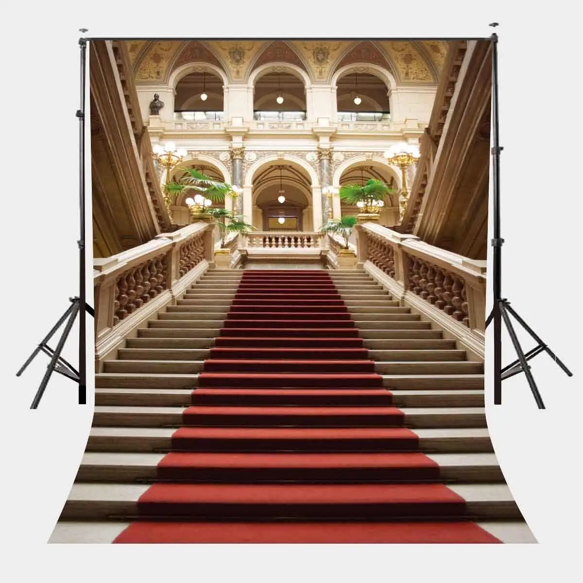 5x7ft Red Carpet Stairs Photography Backdrop Retro Elegant Wedding Studio Props | Электроника