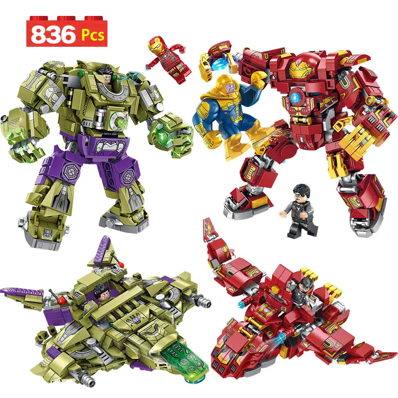 

836pcs Super Heroe Bricks Avengers Infinity War Iron Man Hulk Compatible Legoingly Combat Hero Building Blocks Toys For Boys
