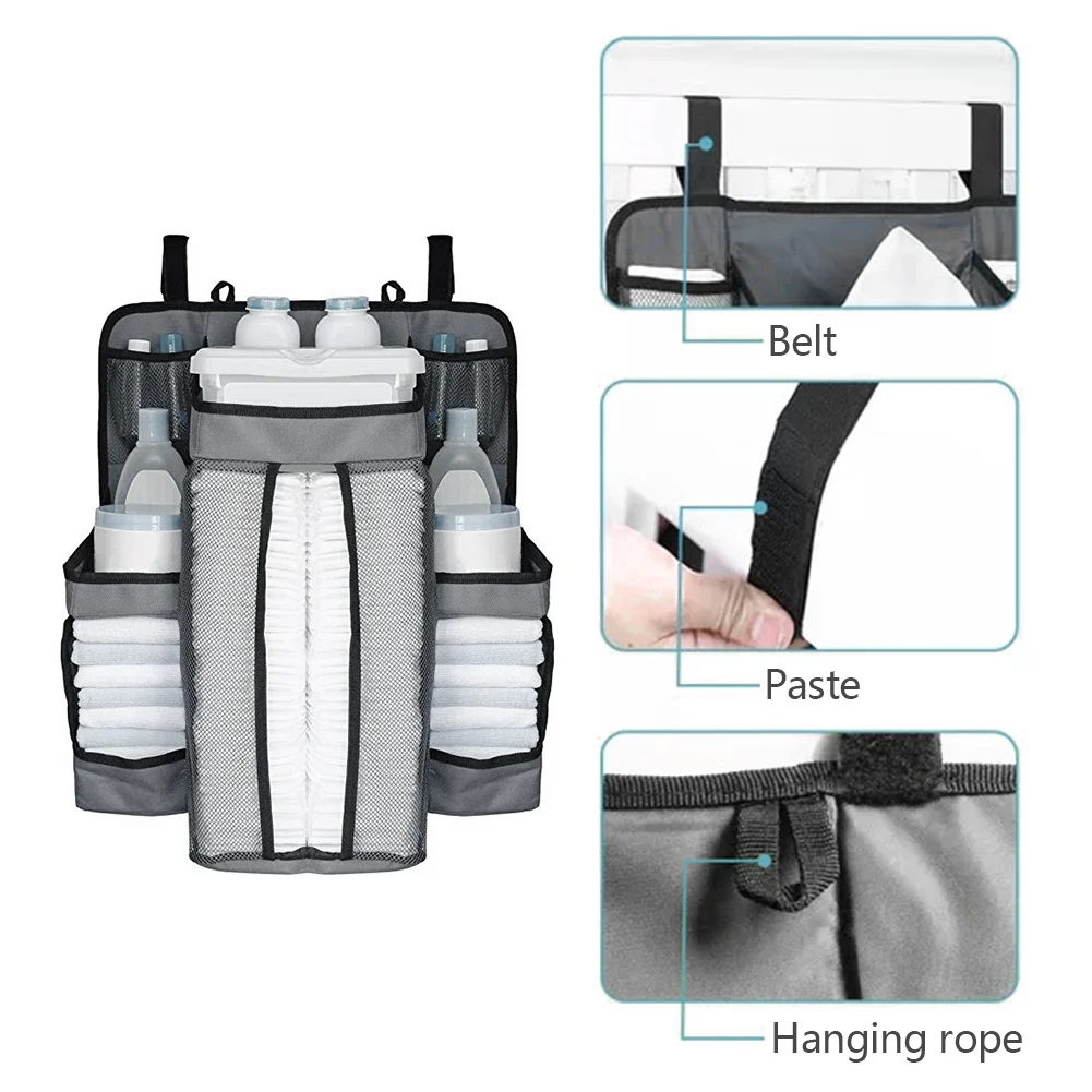 5 цветов серый Оксфорд Портативный Детская кровать висячая сумка для хранения игрушки подгузники с карманами Органайзер прикроватный Младенческая кроватка постельные принадлежности