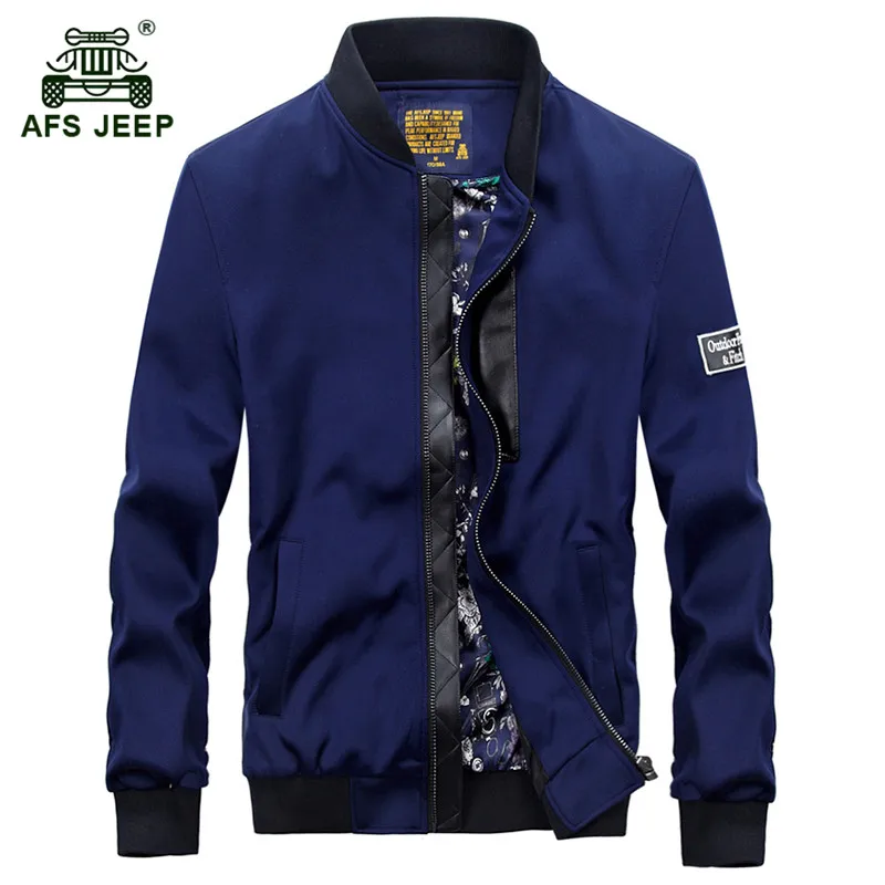 

AFS JEEP 2017 Men's autumn casual brand fashion blue aviator jacket coat man spring red pilot jackets male gray flight outerwear