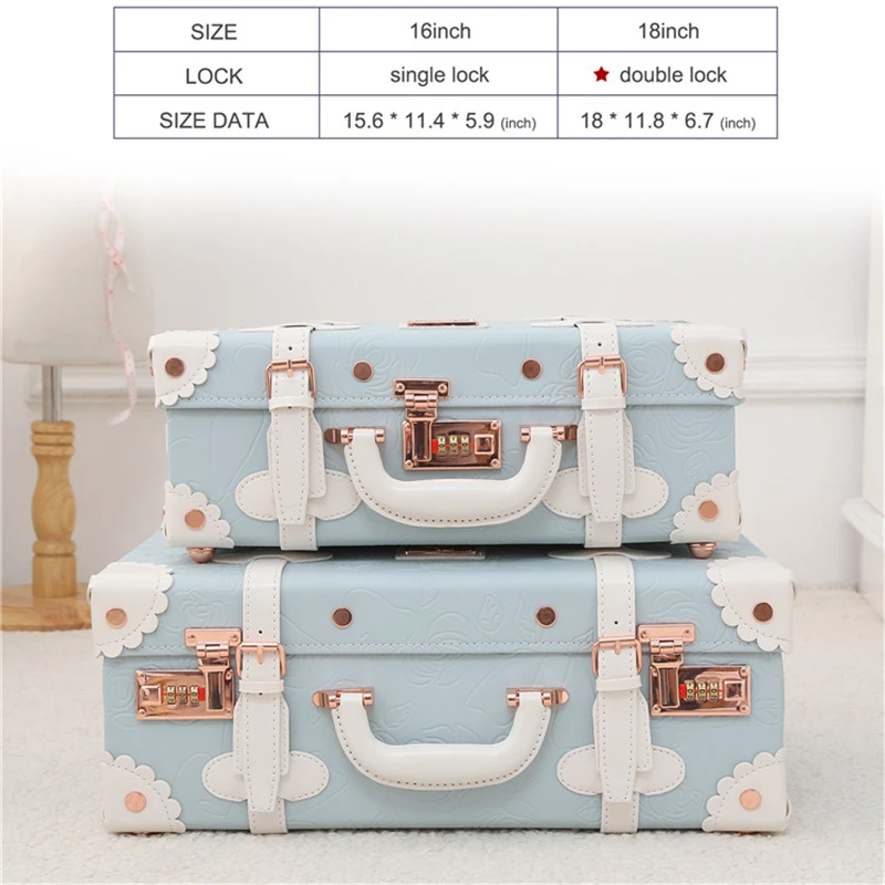 Barato Mini pequeña maleta de maquillaje bolso de cuero Pu niños lindos bolsos de viaje para niños equipaje de venta caja de belleza maleta Retro venta - 4
