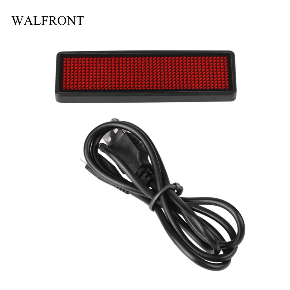 

WALFRONT 110-240V LED Name Badge Sign Red Digital Display Programmable Scrolling Message Tag Display Board Pin/magnet Adsorption