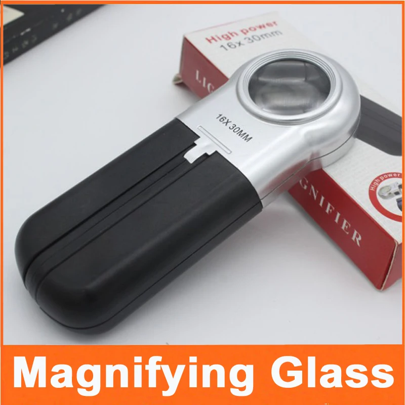 

New 16x30mm LED Illuminated Repair Tool Desktop Light Magnifier with 2 LED Lamps Hand-hold Loupe Magnifying Glass for Reading