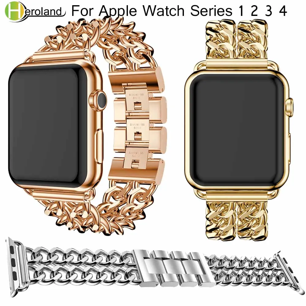 Браслет для часов из нержавеющей стали Apple Watch 42 38 мм 40 44 ремешок iwatch серии 4/2/1