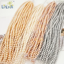 LII Ji натуральный 4 цвета выбрать пресноводные жемчужные бусины 9-10 мм близкий круглый shapefor DIY браслет ожерелье около 40 см