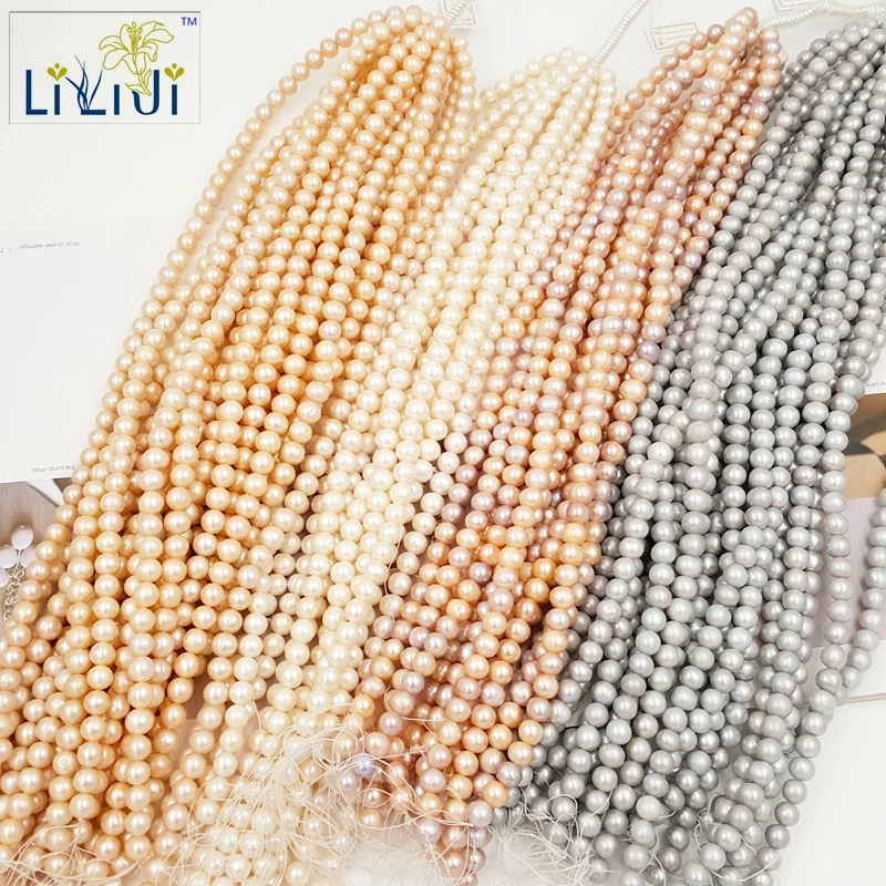 

Lii Ji Natural 4 Color choose Freshwater Pearl Beads 9-10mm Nearround Round shapefor DIY Bracelet Necklace about 40cm