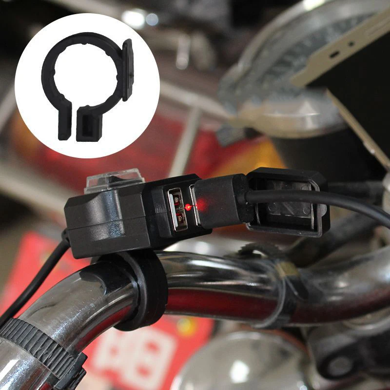 Черный мотоцикл зарядное устройство на руль USB разъем Переключатель крепления водонепроницаемый 12-24 В