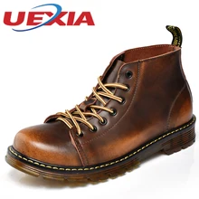 Winter High Top Tooling Shoes Men Leather Plush Boots Outdoor Casual Warm Lace Up Shoes Men’s Work Boots Chaussure Botas Homme