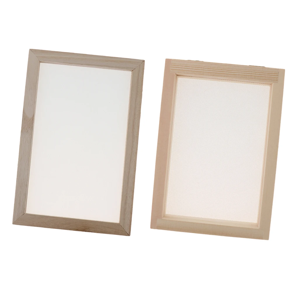 

2 Pieces Natural Wooden Paper Making Papermaking Mould Frame Screen Tools for Arts and Crafts Paper Handcraft DIY Paper Craft