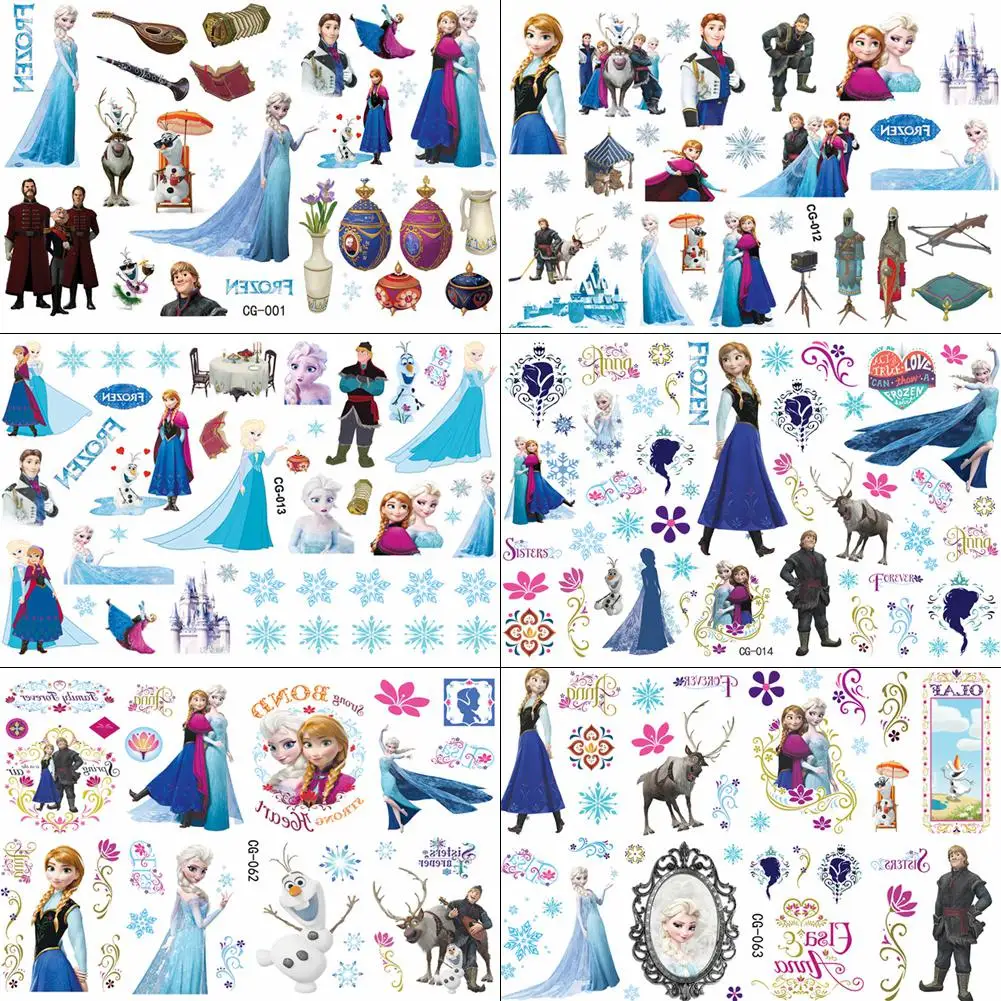 

Birthday Gift For Girls Cartoon Princess Tattoos Temporary Froze Snow Queen Tatoo Sticker Kids Waterproof Anna Elsa Tattoo Paper