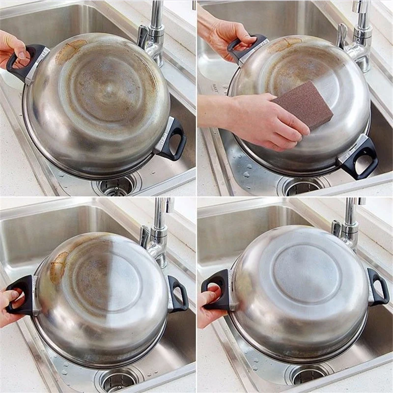 

Hot 1pc/3 pcs high Density Sponges Cleaning Brush Wash Dishes Rub Removing Nano Emery Kitchen Clean Oil Stain Focal Stains