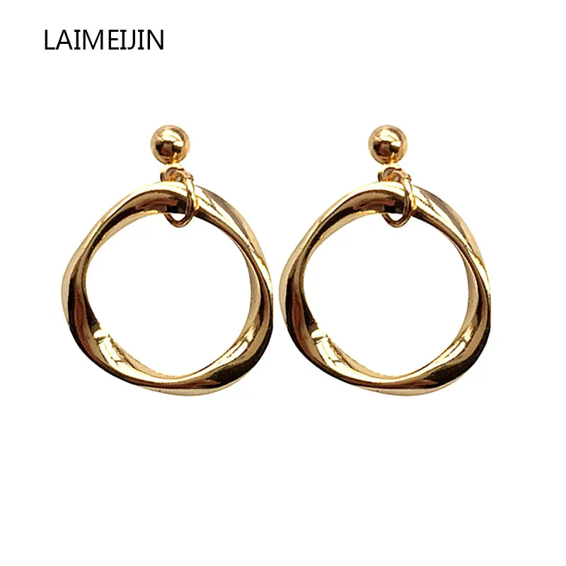 

Gold Color Fashion Jewelry Geometric Round With Beads Circle Earrings Stud Earrings For Women Trendy Simple Party Gifts For Girl