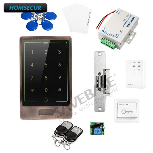 

HOMSECUR DIY Red Bronze Metal Case Touch Keypad ID Access Control System+Electric Strike Lock