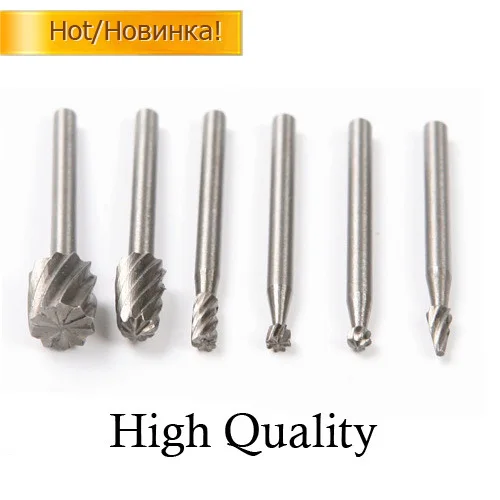 6PC HSS Rotary Burr Set Routing Router Bit Mill Cutter Rotary Tool