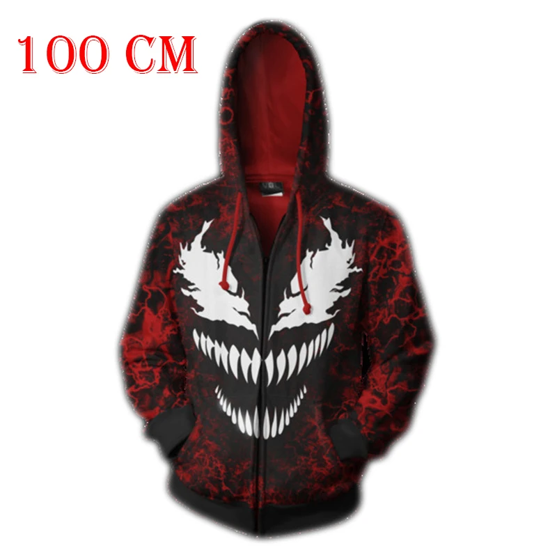 

100cm-140cm Children Hoodie Venom Spiderman Fleece Movie 3D Printed Hoodies Streetwear Hip Hop Warm Hooded Men Hoodie for Kids