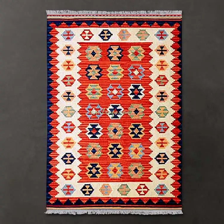Kilim Carpets Cover Handmade Turkish Sofa Blanket Geometric Patterns