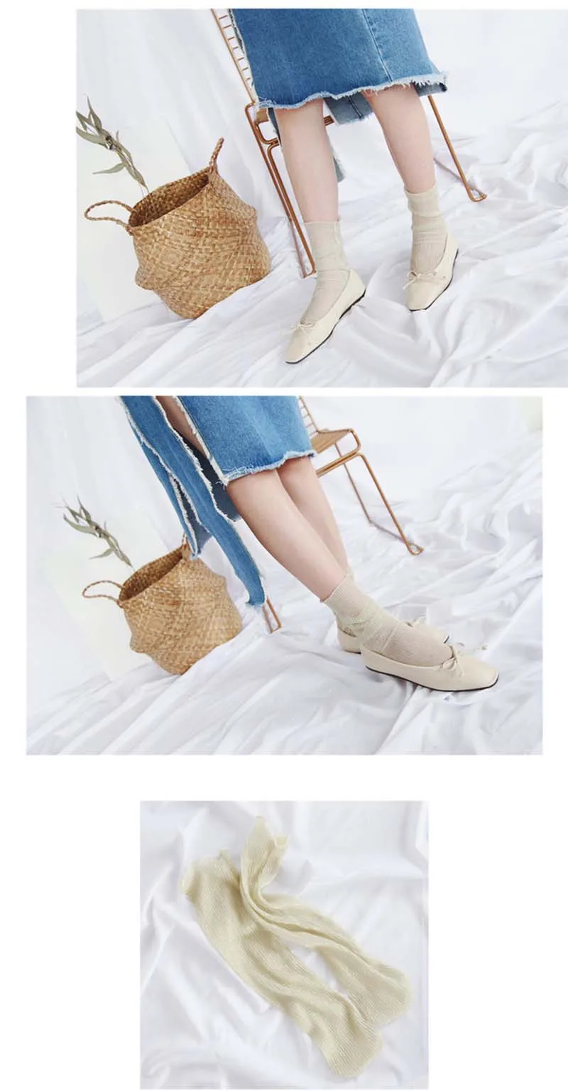 [WPLOIKJD] корейские модные носки, Новое поступление, блестящие прозрачные носки, золотые, серебряные шелковые женские художественные блестящие женские носки