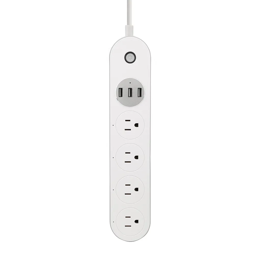 4 в 1 Голосовая интеллектуальная розетка с поддержкой 3USB для Amazon Echo для Google Home Поддержка обратного отсчета закрывающая розетка 56