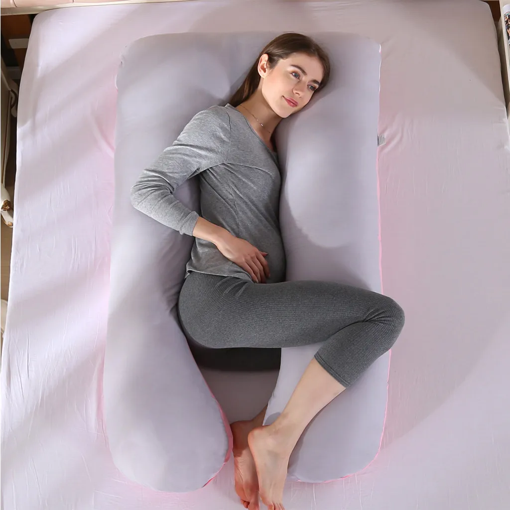 Women Maternity Pregnant Solid Sleeping U-Shaped Pillow Abdominal Cushion Multi Function Side Protect Cushion Cover for Pregnant