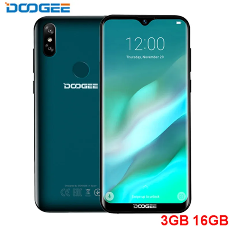 Doogee X90L Android 9,0 экран капли воды смартфон градиент задняя крышка 6," HD 3+ 32 ГБ 3400 мАч 8.0MP+ 5MP 4G LET мобильные телефоны - Цвет: 3GB 32GB Green