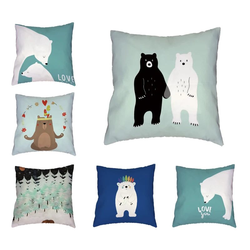 

Cartoon Cute Panda Bear Cushion Covers Nordic Home Sofa Bedroom Decorative Cushion Cover For Pillow Case Single Sided Print