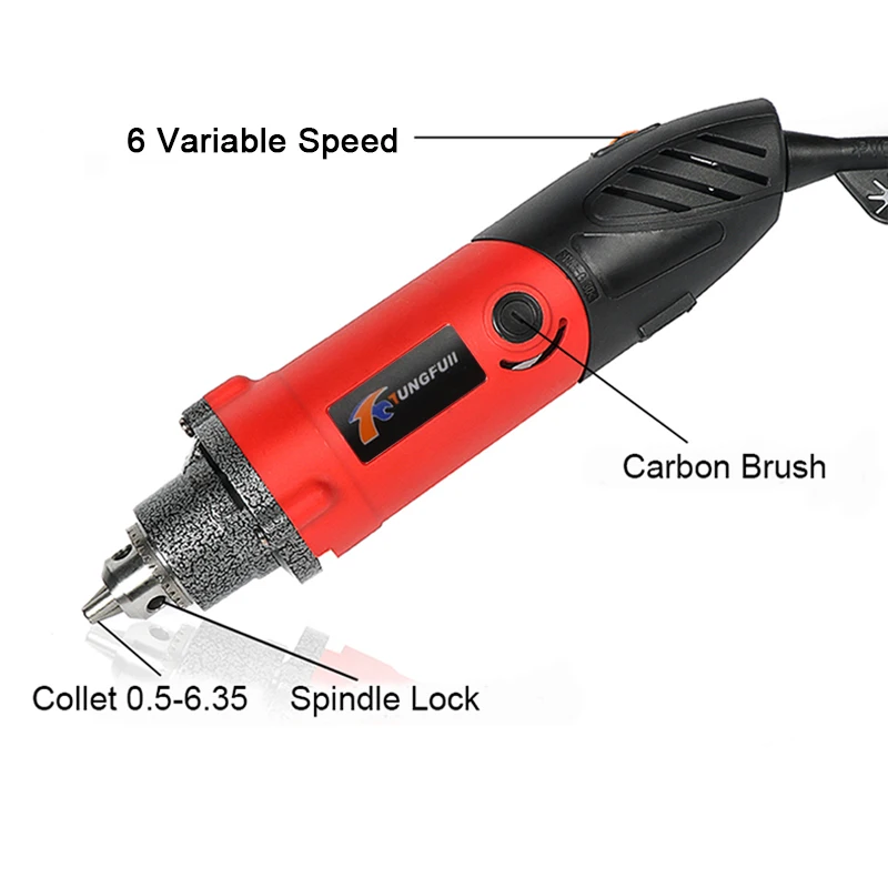 Skup TUNGFULL wiertarka elektryczna obrotowe akcesoria narzędziowe sprzęt gospodarstwa domowego narzędzia wiertarka Dremel Mini wiertarka zmienna prędkość