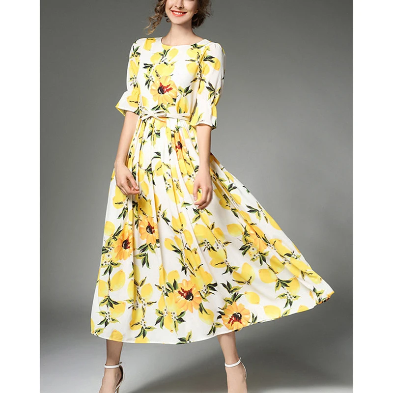 High Quality Spring Summer Women's Dresses New Fashion Long Dress O