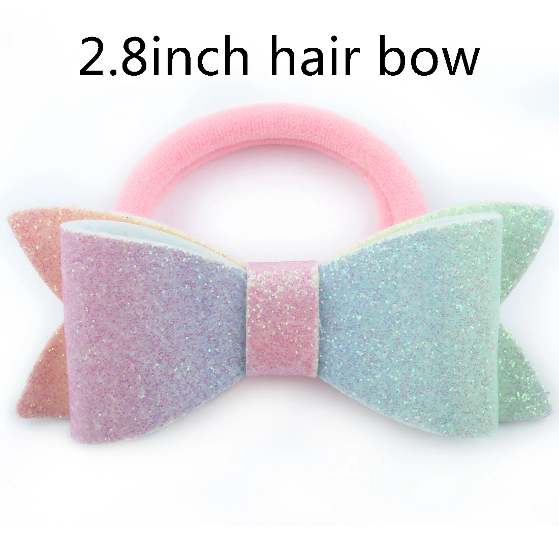 1 PC Child Hair Bow Tie Elastic Hair Band Glitter Hairbow Rope Rainbow Sequin Sparkly 3 Inch Bows Mermaid Girls Sweet Headwear - Цвет: 2.8inch hair bow-7