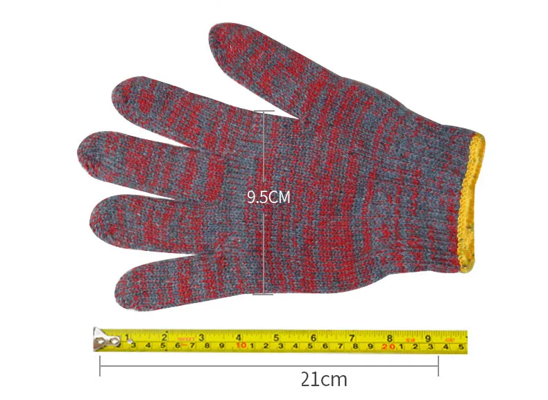 Z& Q рабочие перчатки из хлопчатобумажной пряжи Нескользящие носимые красные с серыми эластичными перчатками один размер G091301