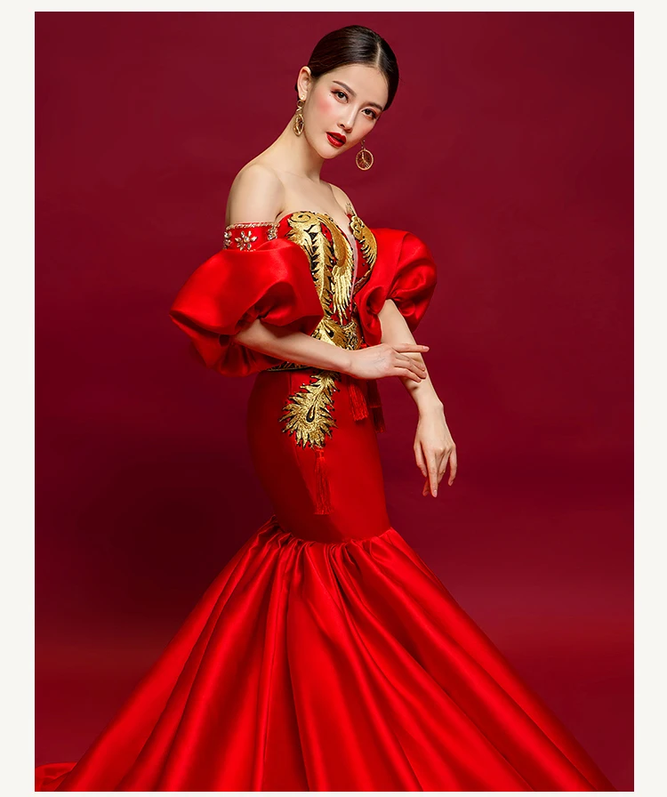 Элегантное вечернее платье в китайском стиле длинное вечернее платье русалки Abendkleider Robe De Soiree Qipao Cheongsam Выходное платье для торжества Розовая Одежда