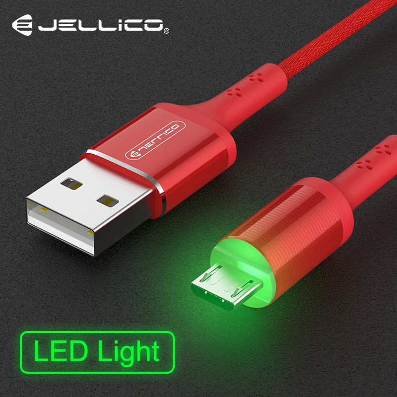 

Jellico LED Lighting Micro USB Cable for Xiaomi Redmi 4X Note 5 Reversible Micro USB Charging Cable for Samsung S7 Mobile Phone