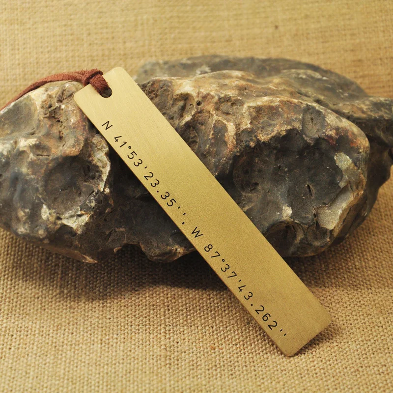 

Latitude Longitude Bookmark, Copper bookmark Coordinates, Nautical Location, Wedding Anniversary Book Marker, Men Gift