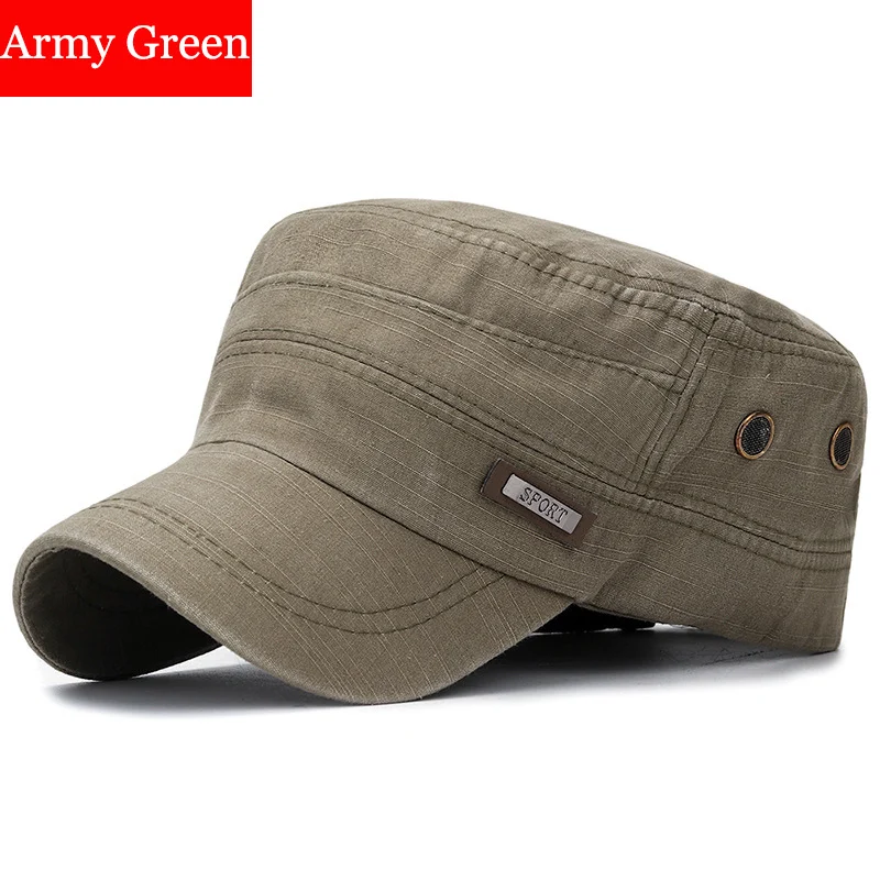 RoxCober Мужская Уличная Кепка из вареного хлопка, военная кепка, шляпа от солнца, одноцветная плоская кепка, берет, кепка, бейсболка с отверстием для воздуха 3010 - Цвет: Army Green