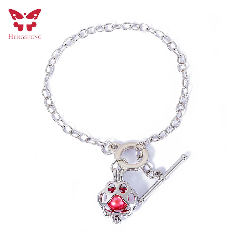 

2018 Hot Women Fashion Cage Link Bracelet,Natural Pearl Bracelet,Love&Elephant&Cat Claw Shape Cage Bracelet,Silver Alloy