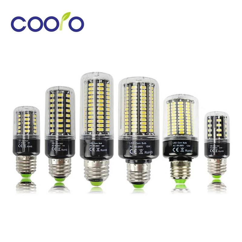 Koop E27 E14 LED Corn Bulb 85 265 V Hoge Heldere LED Lamp 3 W 5 W 7 W 9 W 12 W 15 W LED Ma iuml;s Licht SMD 5736 Geen Flicker Kroonluchter licht