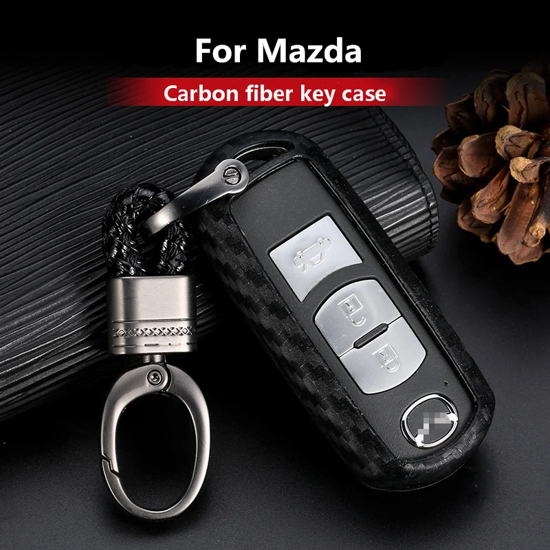 

2019 New Carbon Fiber Silica gel Key Cover Case For Mazda 3 2 5 Mazda 6 Axela CX-3 CX-5 CX5 CX-7 CX7 CX-9 RX8 keychain keyring